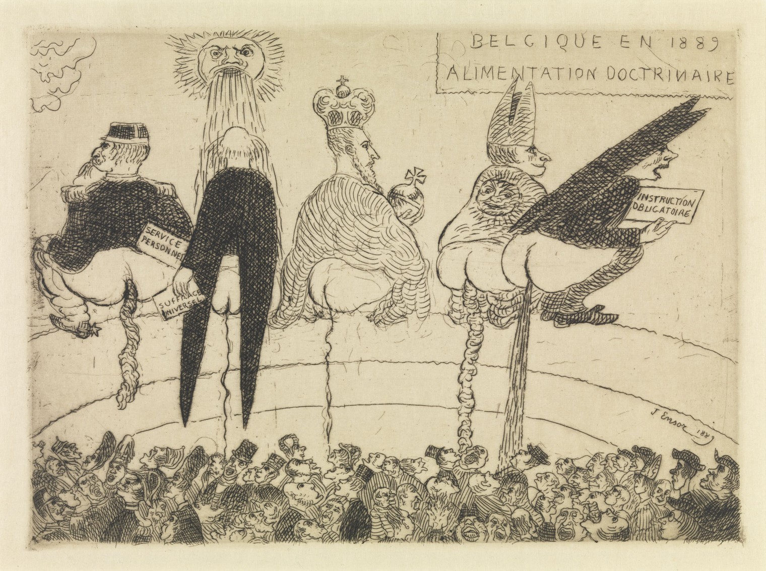 James Ensor, Doctrinal Nourishment, 1889, collection MSK, inv. 1998-B-80