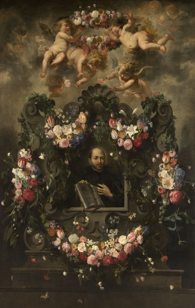 Cornelis Schut I, Daniël Seghers, Jan van Balen, Heilige Ignatius van Loyola in een bloemenkrans