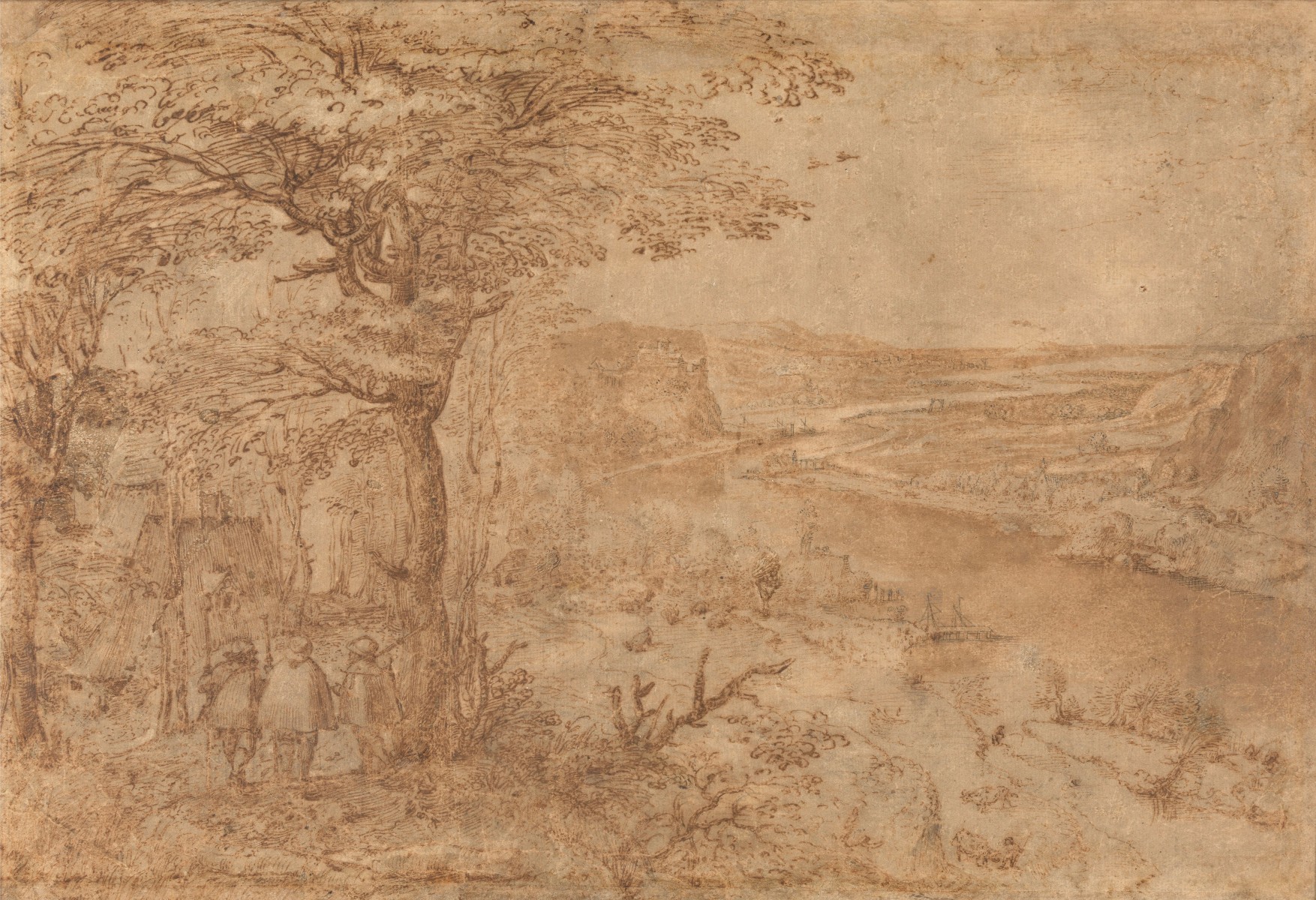 Pieter Bruegel de Oude, Heuvellandschap met een kerk en watermolen