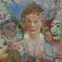 James Ensor, The old lady with masks